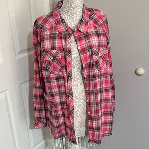 Torrid Pink Plaid Button-Up Shirt